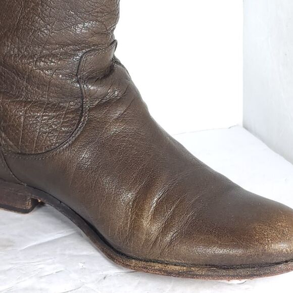 Frye Women's Melissa US8B Brown Leather Back Zip Button Ankle Booties Boots - Picture 14 of 16
